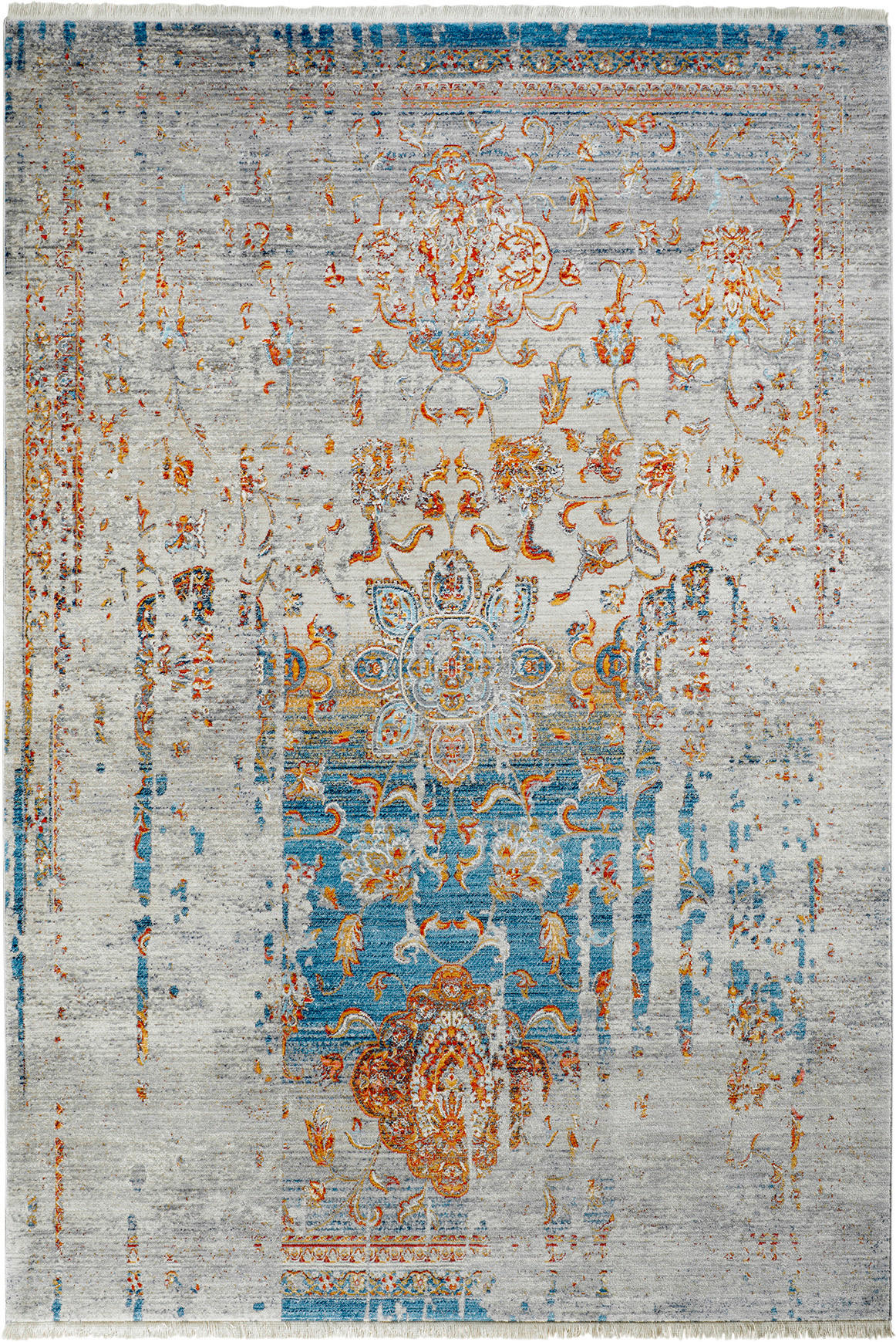 WEBTEPPICH 120/170 cm My Laos Blau, Creme, Cognac  - Blau/Cognac, Design, Textil (120/170cm) - Obsession