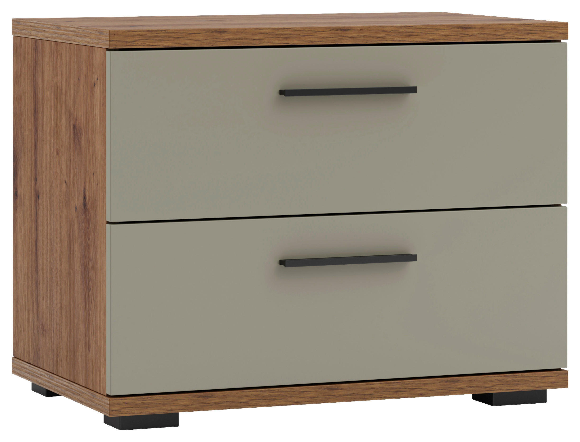 NACHTKÄSTCHEN 60/45,3/38 cm  in Salbeigrün, Eiche Artisan  - Salbeigrün/Schwarz, KONVENTIONELL, Holzwerkstoff/Kunststoff (60/45,3/38cm) - Xora