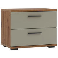 NACHTKÄSTCHEN 60/45,3/38 cm  in Salbeigrün, Eiche Artisan  - Salbeigrün/Schwarz, KONVENTIONELL, Holzwerkstoff/Kunststoff (60/45,3/38cm) - Xora