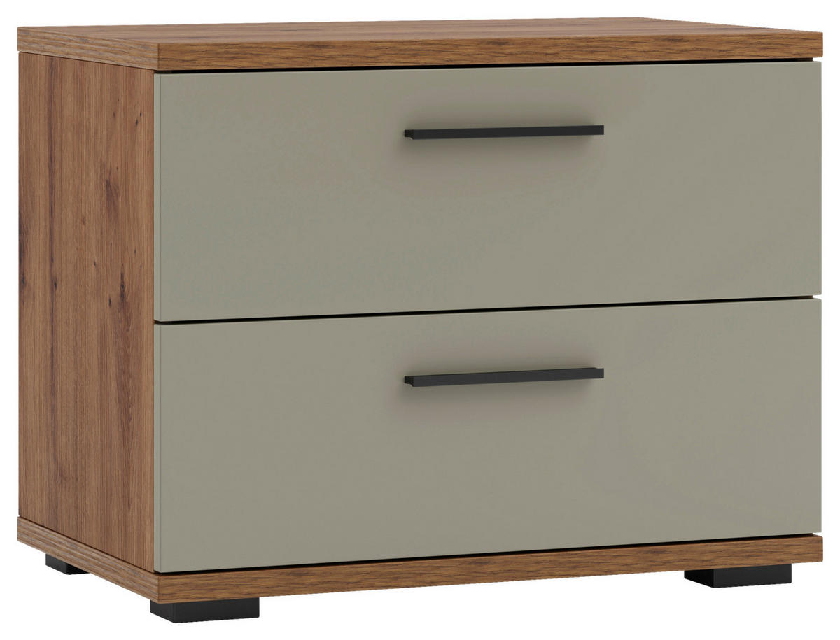 NACHTKÄSTCHEN 60/45,3/38 cm  in Salbeigrün, Eiche Artisan  - Salbeigrün/Schwarz, KONVENTIONELL, Holzwerkstoff/Kunststoff (60/45,3/38cm) - Xora