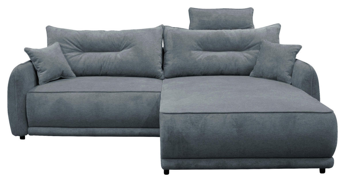 ECKSOFA in Struktur Blau  264/195 cm  - Blau/Beige, Design, Kunststoff/Textil (264/195cm) - MID.YOU
