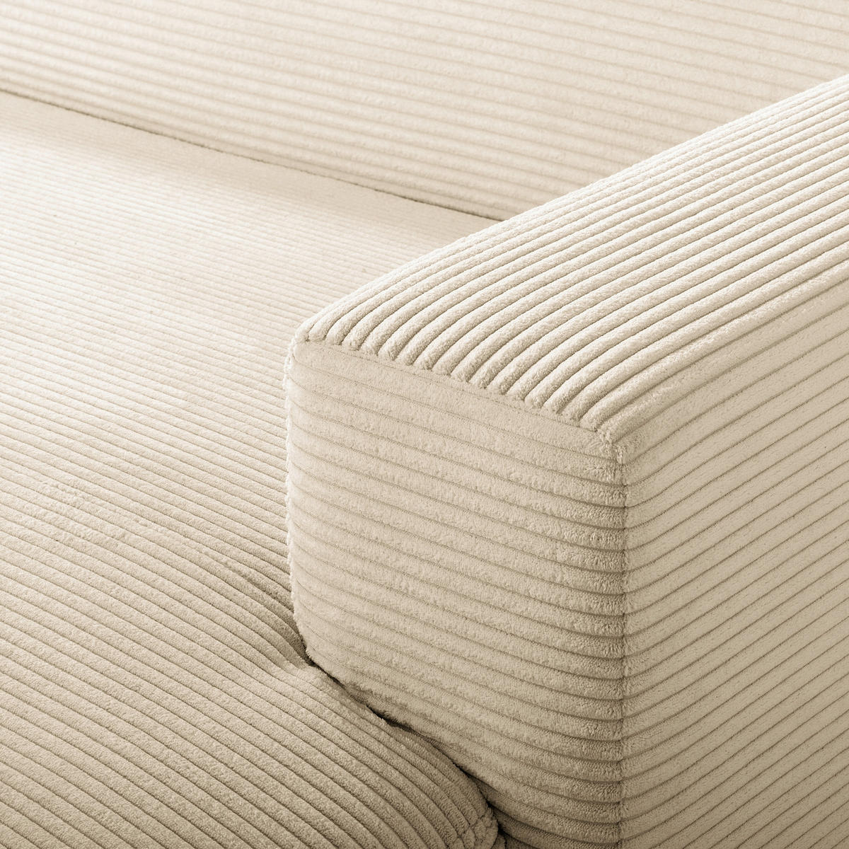 ECKSOFA RENO Beige Cord Relaxfunktion, Kopfteilverstellung  - Beige/Schwarz, Design, Kunststoff/Textil (248/184cm) - Livetastic
