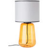 STOLNÁ LAMPA, E27, 30/56,5 cm  - sivá/žltá, Konventionell, textil/sklo (30/56,5cm)