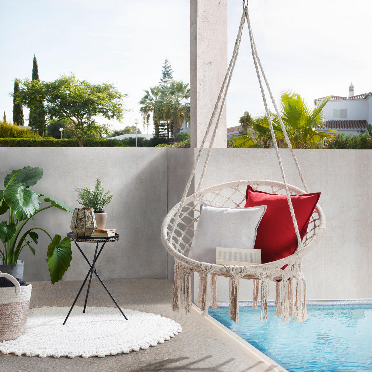 HÄNGESESSEL  - Creme, LIFESTYLE, Textil/Metall (120/80/80cm) - Ambia Home