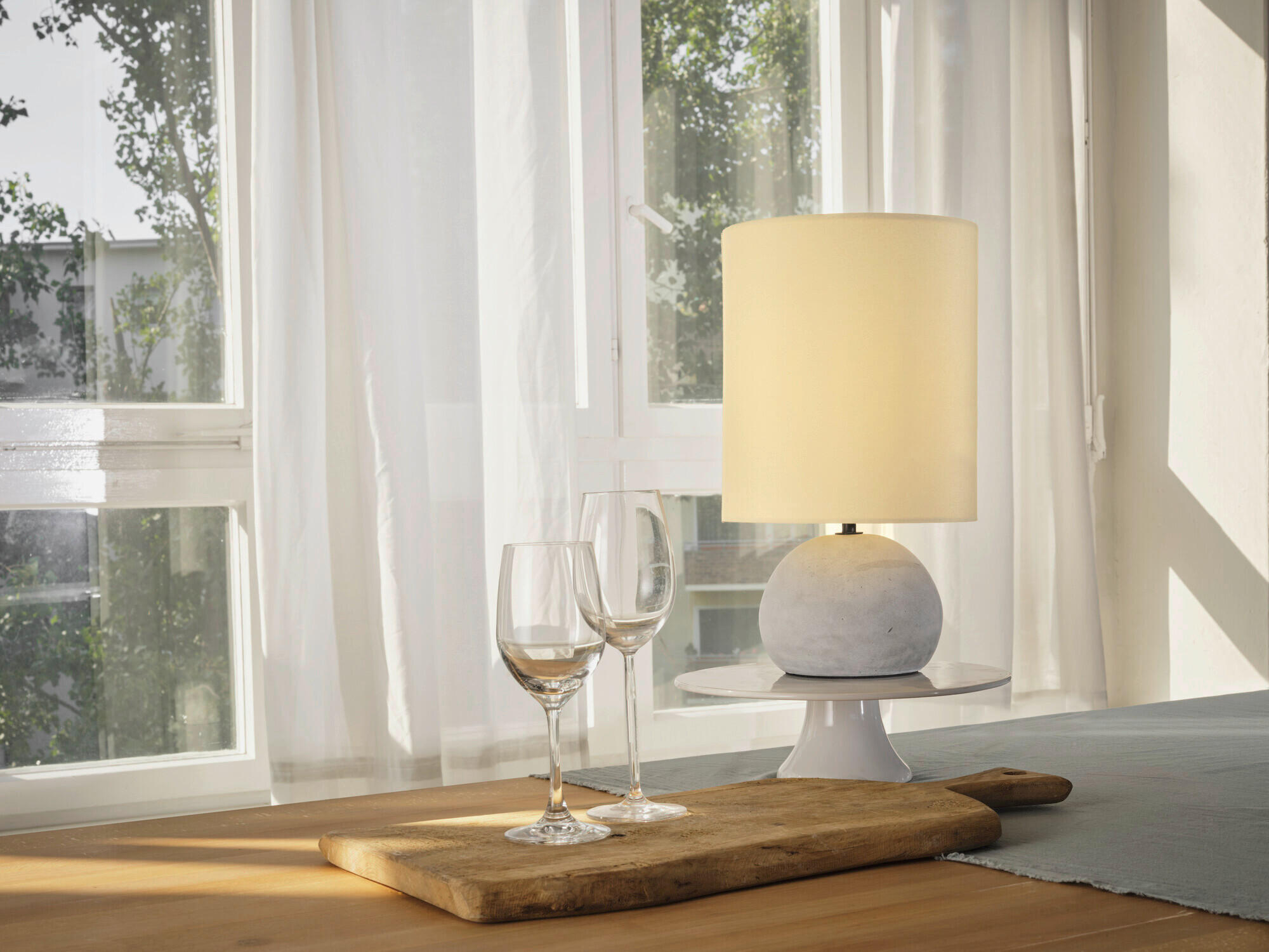 TISCHLEUCHTE 22/38 cm   - Beige/Grau, Basics, Stein (22/38cm) - Osram