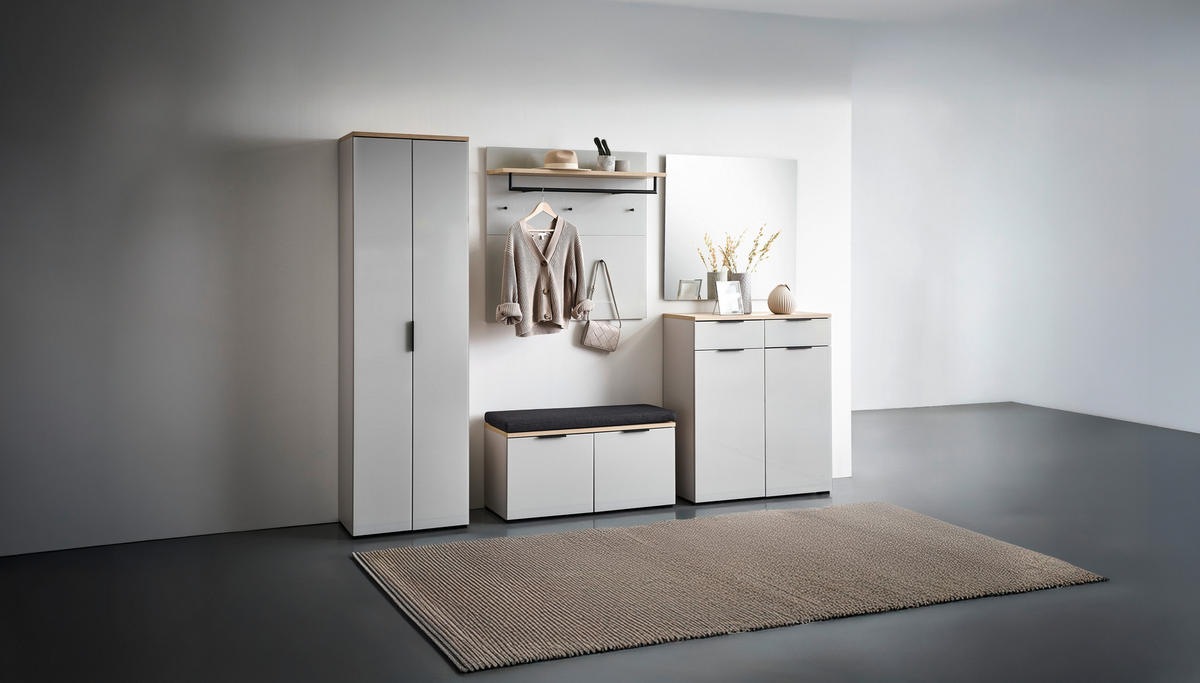 SCHUHSCHRANK  in 89/105/40 cm  - Kaschmir/Eichefarben, Design, Glas/Holzwerkstoff (89/105/40cm) - Voleo