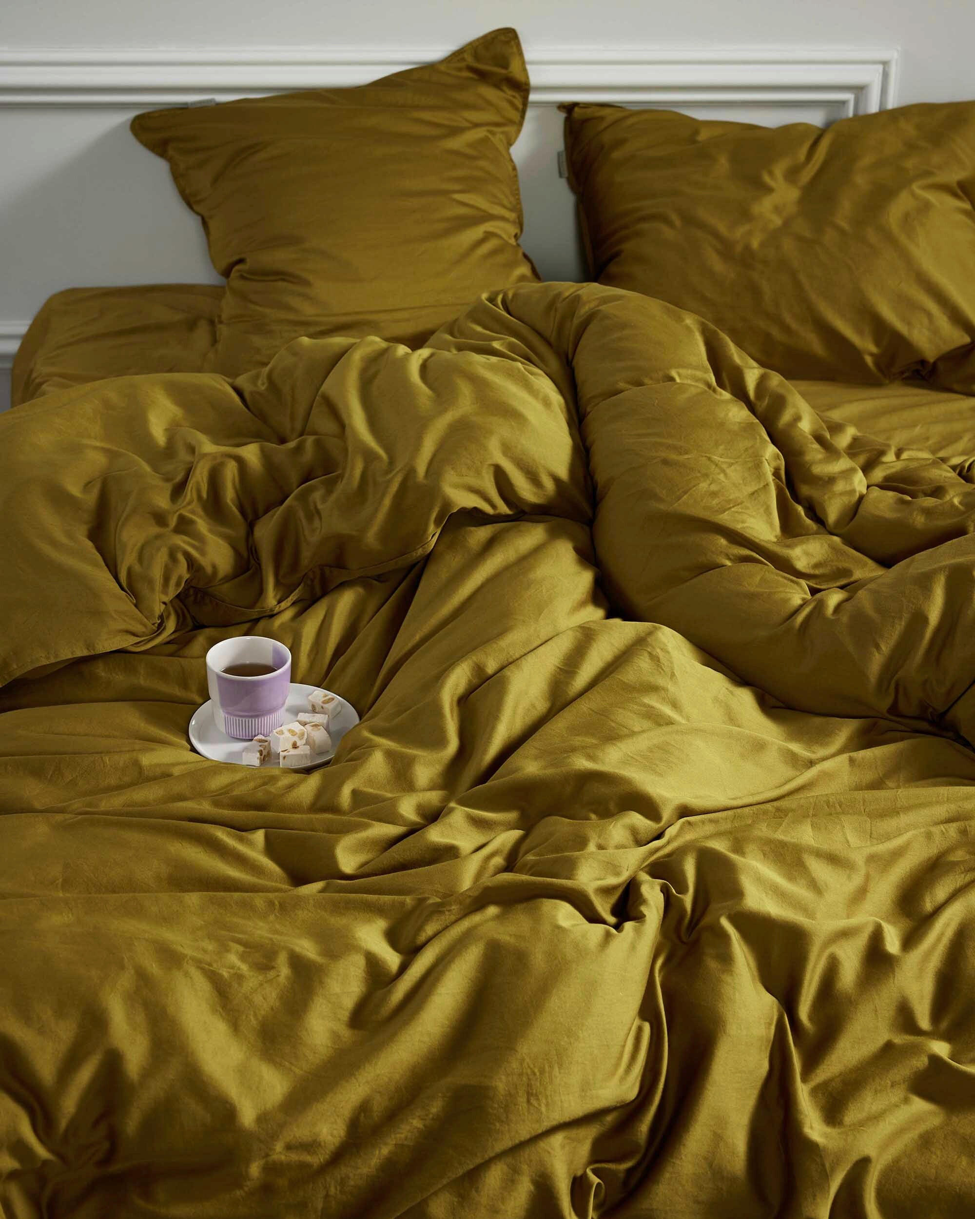 BETTWÄSCHE Minte Satin 135/200 cm  - Olivgrün, Basics, Textil (135/200cm) - Essenza