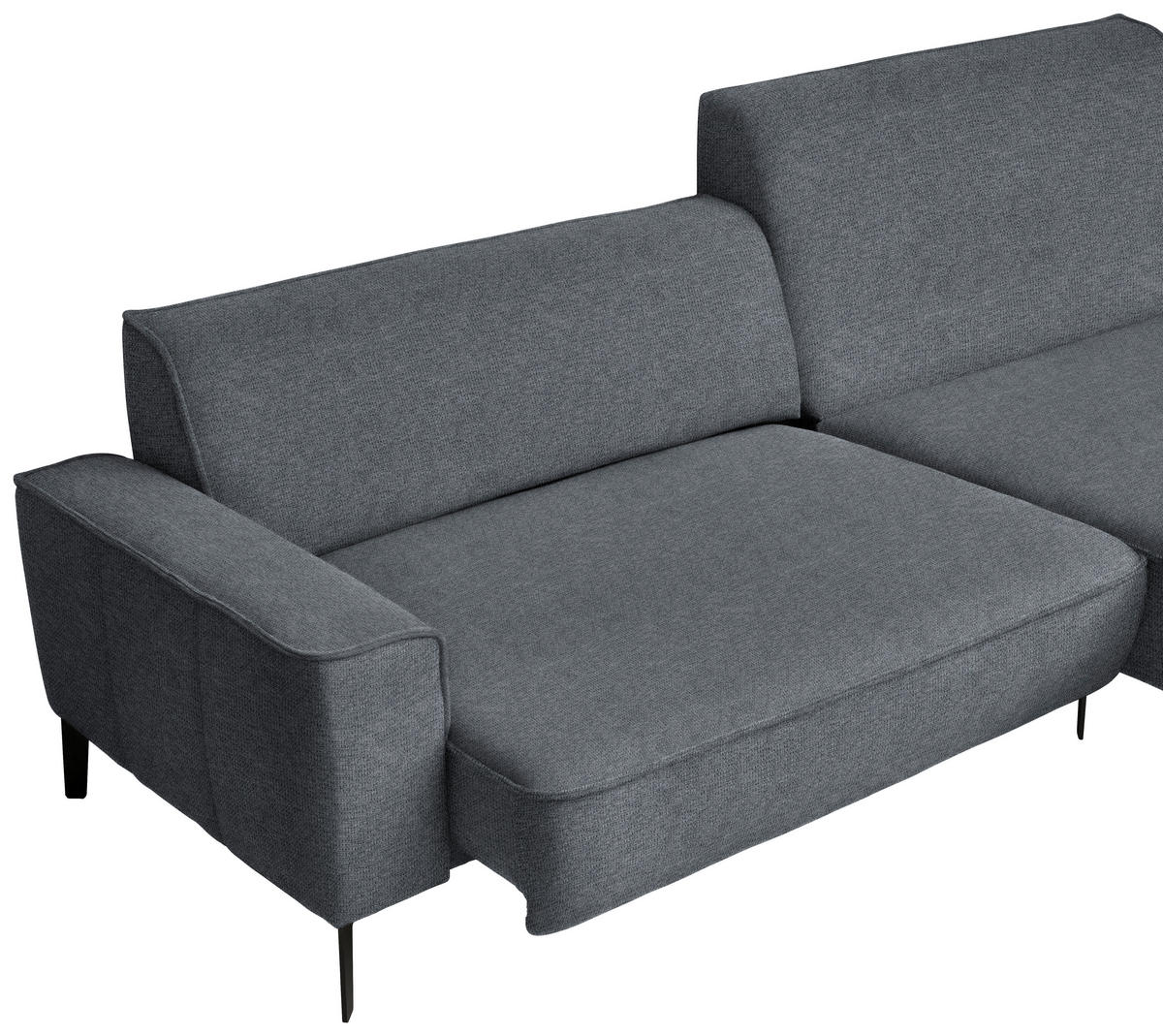 ECKSOFA in Flachgewebe Dunkelgrau  285/190 cm  - Dunkelgrau/Schwarz, Design, Textil/Metall (285/190cm) - Johann Jakob
