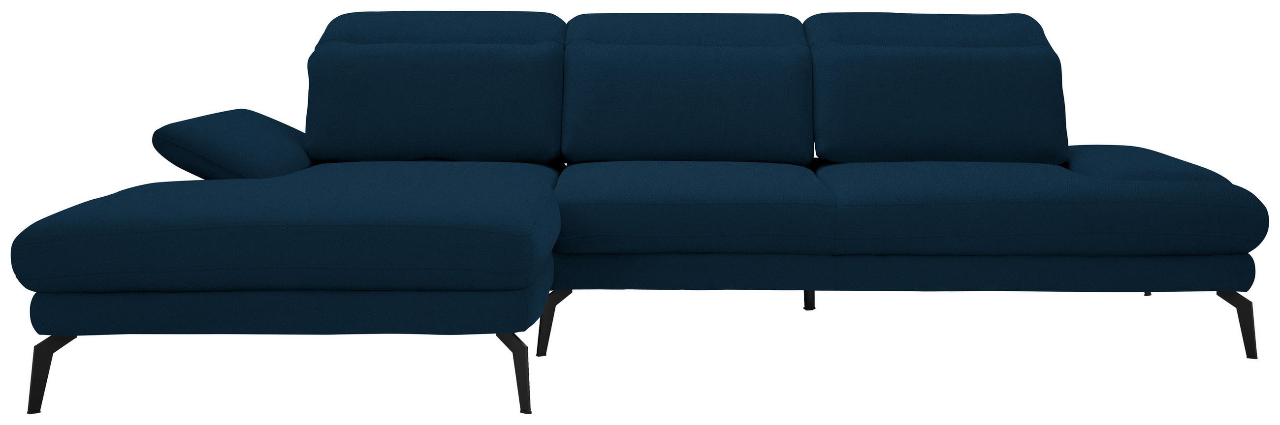 ECKSOFA in Flachgewebe Dunkelblau  - Schwarz/Dunkelblau, Design, Textil/Metall (180/289cm) - Stylife