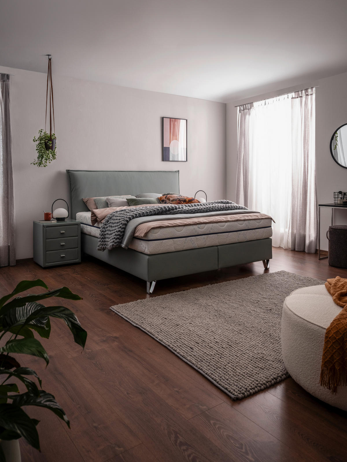 BOXSPRING-ÁGY 180/200 cm  olívazöld  - olívazöld, Basics, textil (180/200cm) - Esposa