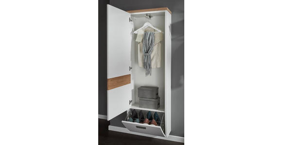 GARDEROBENSCHRANK 64/187/31 cm - Eichefarben/Silberfarben, Design, Holz/Holzwerkstoff (64/187/31cm) - Dieter Knoll