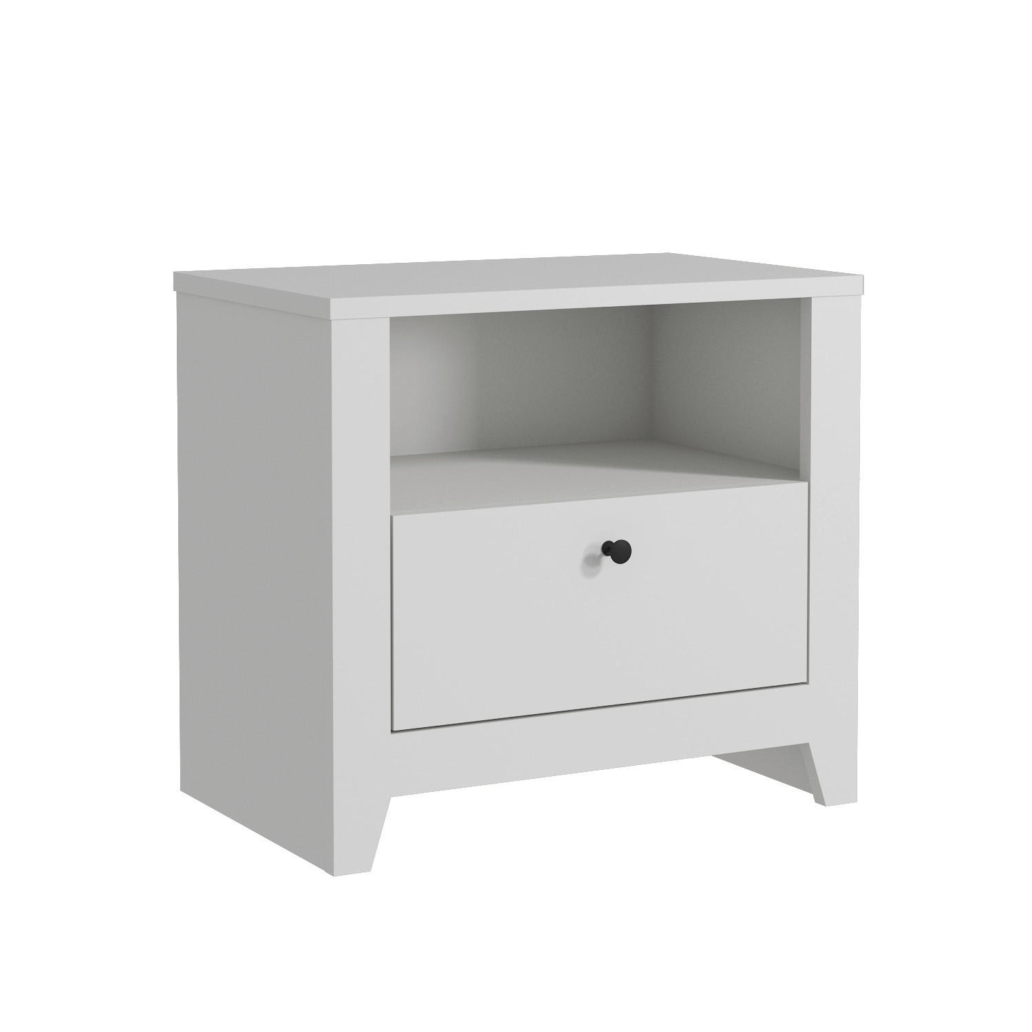 NACHTTISCH  - Schwarz/Weiß, Design, Holzwerkstoff (55/35/50cm) - Livetastic