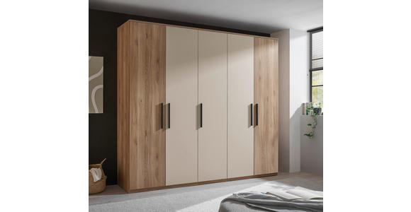 DREHTÜRENSCHRANK 250,8/227,7/60 cm 5-türig Eichefarben, Kaschmir - Kaschmir/Eichefarben, Design, Holzwerkstoff/Metall (250,8/227,7/60cm) - Xora