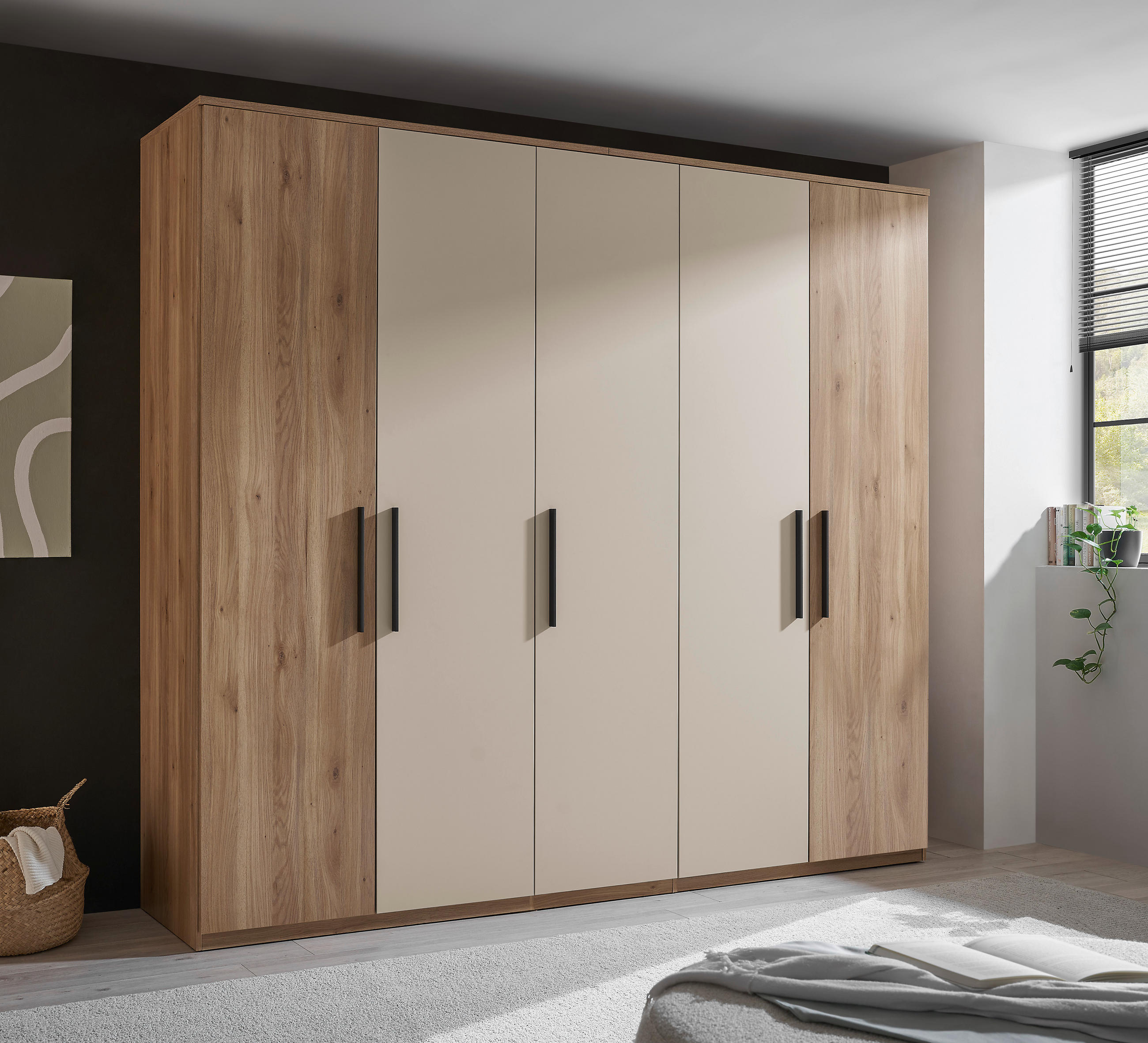 DREHTÜRENSCHRANK 250,8/227,7/60 cm 5-türig Eichefarben, Kaschmir  - Kaschmir/Eichefarben, Design, Holzwerkstoff/Metall (250,8/227,7/60cm) - Xora