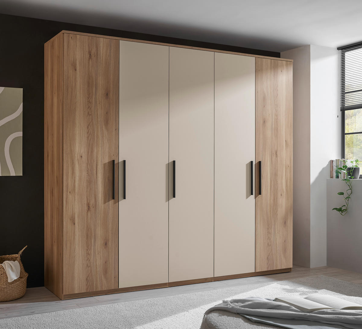 DREHTÜRENSCHRANK in Eichefarben, Kaschmir  - Kaschmir/Eichefarben, Design, Holzwerkstoff/Metall (250,8/227,7/60cm) - Xora