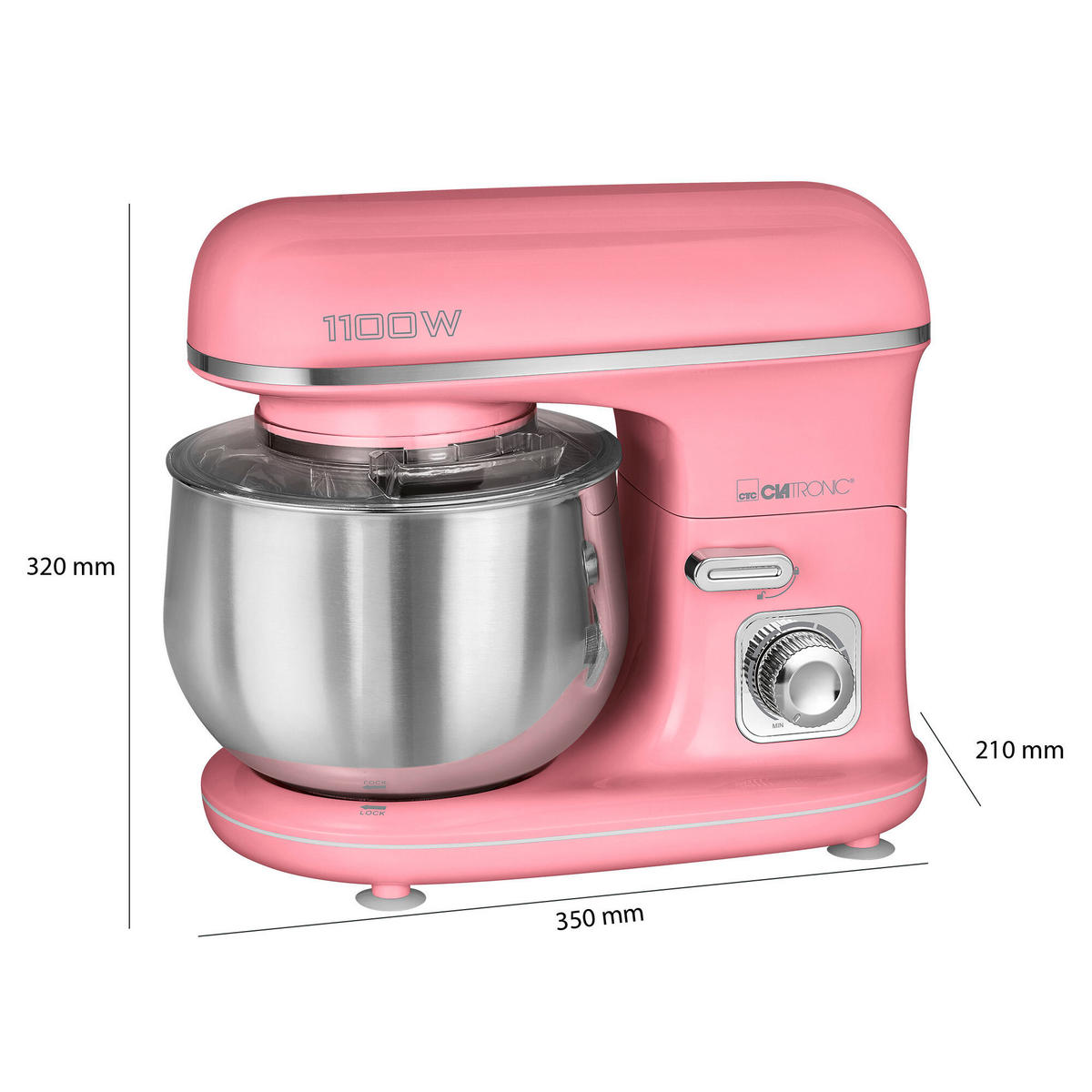 KÜCHENMASCHINE  - Edelstahlfarben/Rosa, Basics, Kunststoff/Metall (35/32/21cm) - Bomann