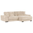 ECKSOFA in Flachgewebe Beige  - Beige/Schwarz, KONVENTIONELL, Holz/Textil (280/190cm) - Carryhome