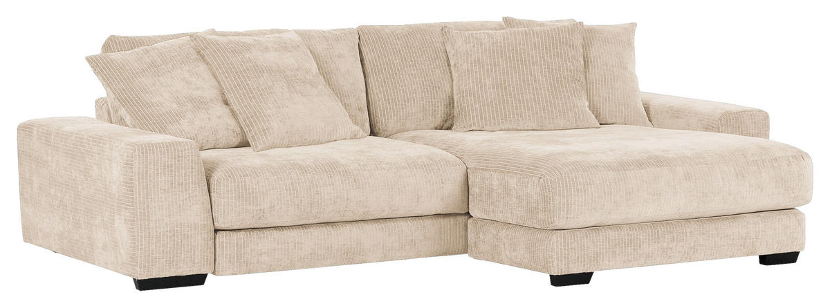 ECKSOFA in Flachgewebe Beige  - Beige/Schwarz, Konventionell, Holz/Textil (280/190cm) - Carryhome
