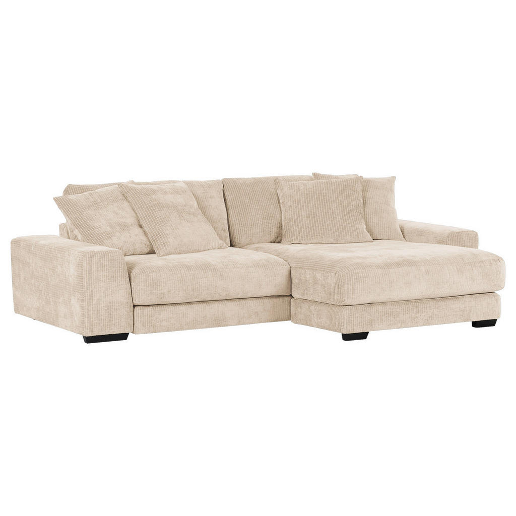 Thumbnail - Carryhome Ecksofa, Beige, Textil, Buche, massiv, 3-Sitzer, Füllung: Polyetherschaumkern, Ottomane rechts, seitenverkehrt...