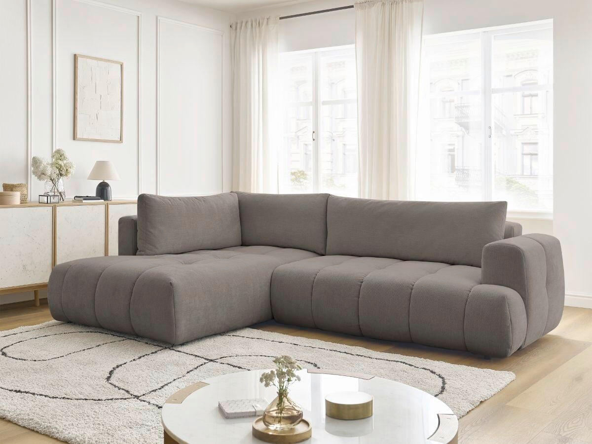 ECKSCHLAFSOFA FUJI Leinenoptik Beige  inkl.  - Beige/Schwarz, MODERN, Kunststoff/Textil (204/282cm)