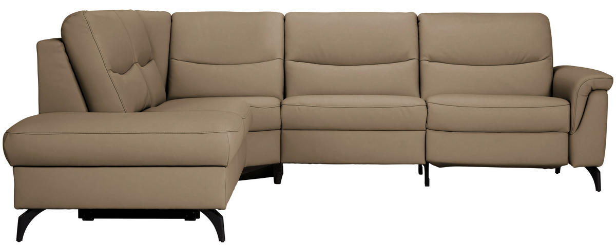 ECKSOFA  in Echtleder Cappuccino  249/280 cm  - Anthrazit/Cappuccino, Design, Leder/Metall (249/280cm) - Himolla Komfortklass