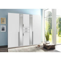 KLEIDERSCHRANK  in Weiß  - Alufarben/Weiß, KONVENTIONELL, Glas/Holzwerkstoff (225/208/58cm) - Carryhome