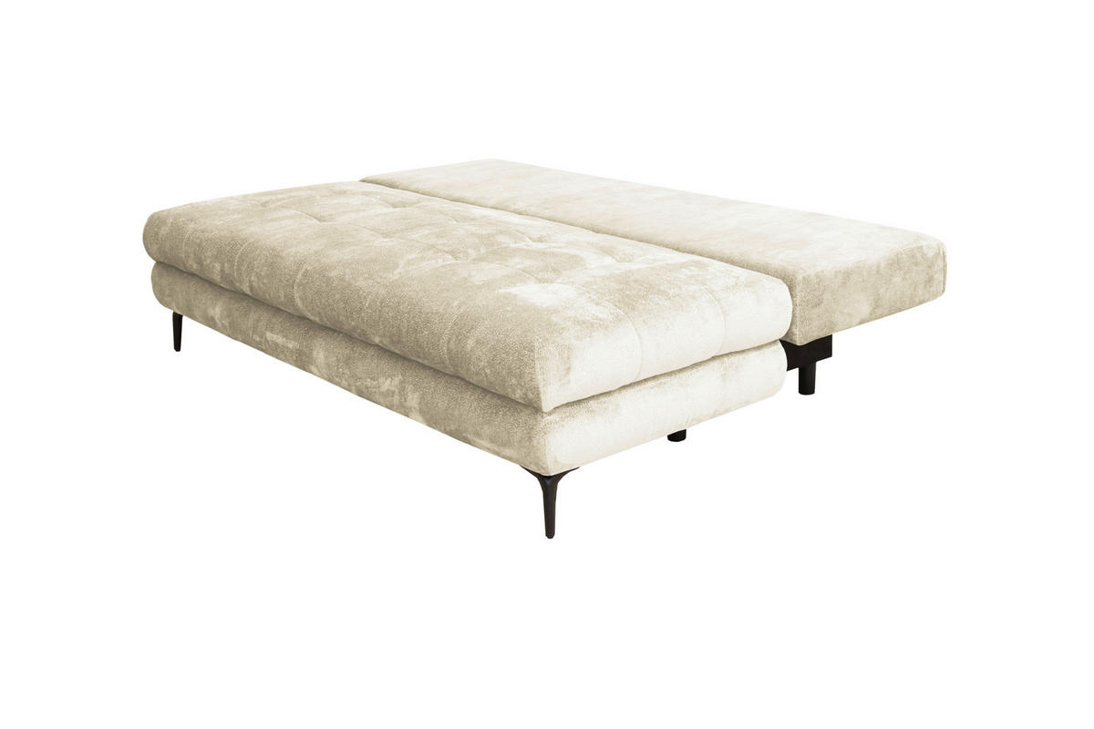 SCHLAFSOFA Chenille Creme  - Creme/Schwarz, KONVENTIONELL, Textil/Metall (203/94/96cm) - Carryhome
