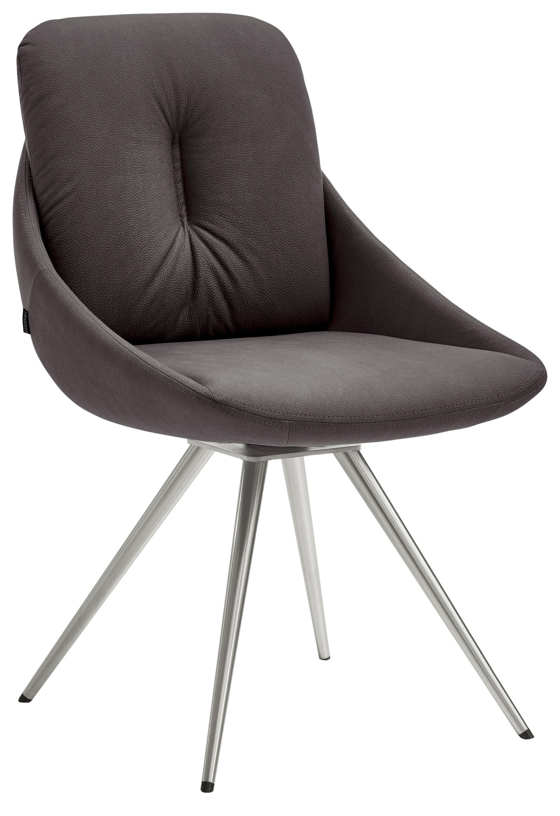 STUHL  Lederauswahl, Stoffauswahl, Typenauswahl, Sitzfläche 360° drehbar   Edelstahlfarben, Mokka  - Edelstahlfarben/Mokka, Design, Textil/Metall (55/91/64cm) - Venjakob