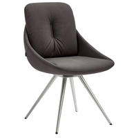 STUHL  Lederauswahl, Stoffauswahl, Typenauswahl, Sitzfläche 360° drehbar   Edelstahlfarben, Mokka  - Edelstahlfarben/Mokka, Design, Textil/Metall (55/91/64cm) - Venjakob