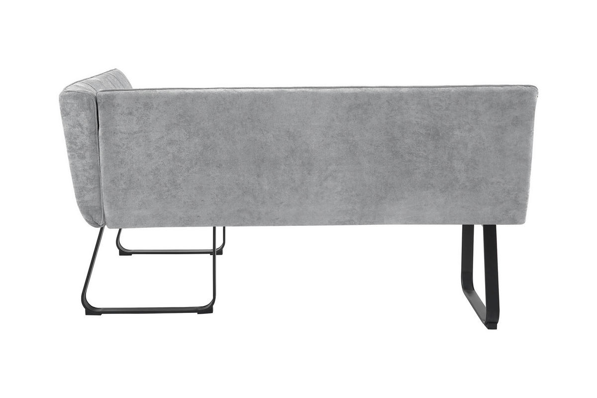 ECKBANK 168/128 cm  in Hellgrau  - Hellgrau/Schwarz, MODERN, Textil/Metall (168/128cm) - MID.YOU