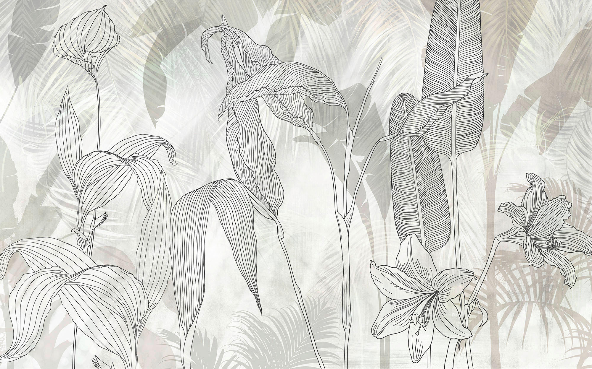 Xora Vliestapete Grau, Weiß, Beige 400x250 cm