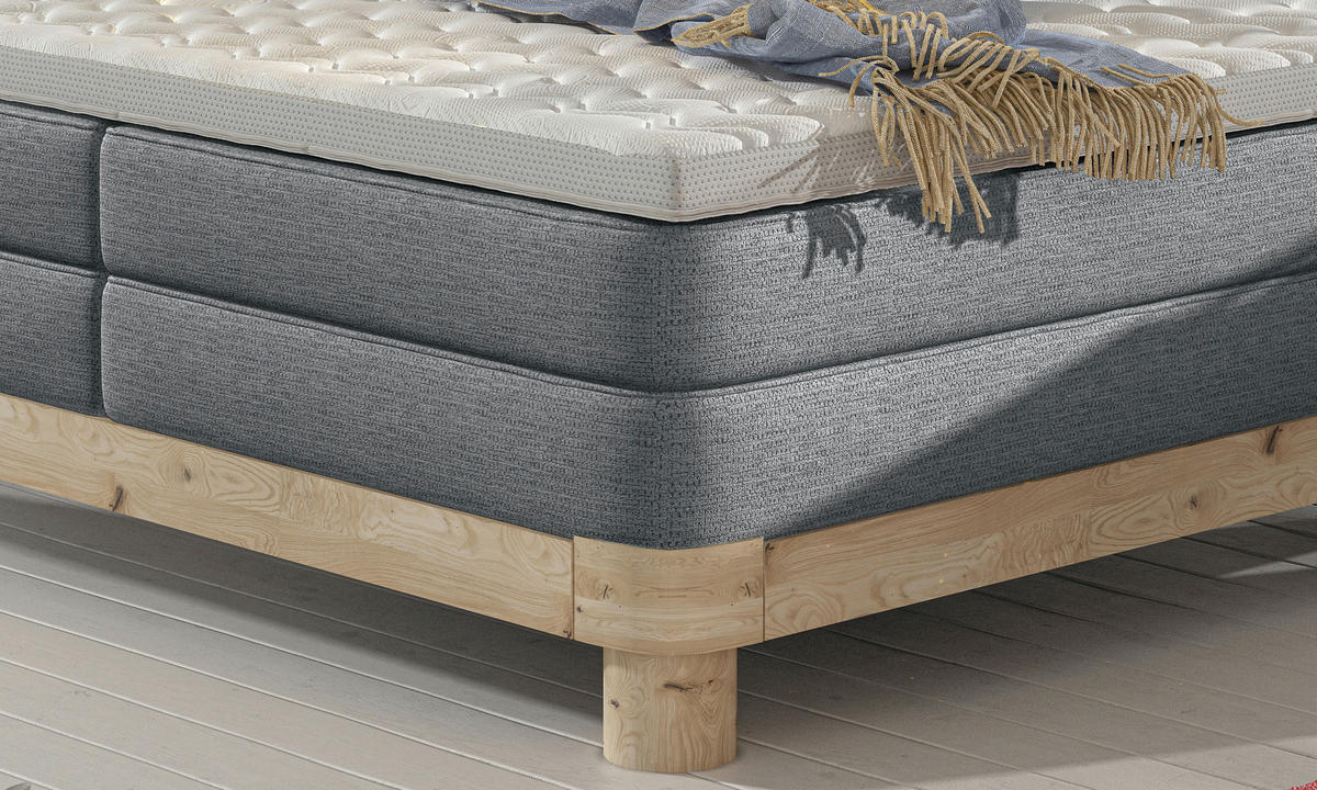 BOXSPRINGBETT 160/200 cm,  in Dunkelgrau, gepolstertes Kopfteil, Topper, Matratzen, H3 + H3 = fest  - Eichefarben/Dunkelgrau, Natur, Holz/Textil (160/200cm) - Valnatura