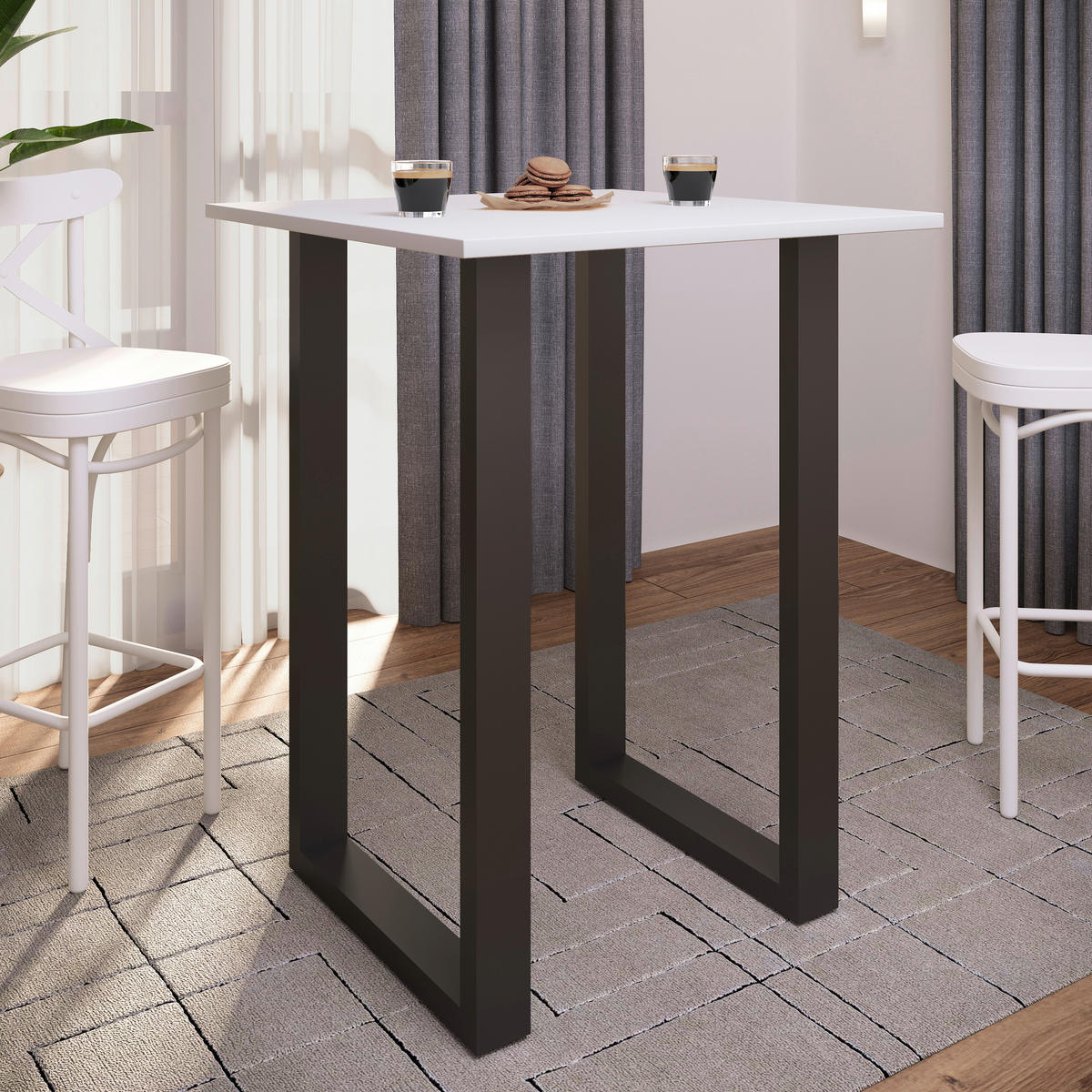 BARBORD i metall, trämaterial  80/50/102 cm  - vit/svart, Klassisk, metall/trämaterial (80/50/102cm)