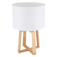 TISCHLEUCHTE - Weiss/Silberfarben, Konventionell, Holz/Kunststoff - Globo