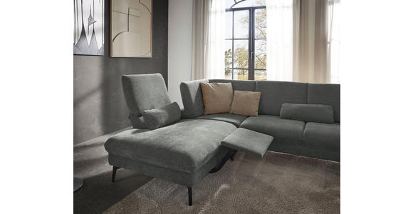 WOHNLANDSCHAFT in Webstoff Hellgrau - Hellgrau/Schwarz, Design, Textil/Metall (208/354/157cm) - Dieter Knoll