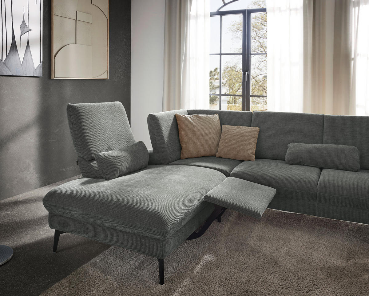 WOHNLANDSCHAFT in Webstoff Hellgrau  - Hellgrau/Schwarz, Design, Textil/Metall (208/354/157cm) - Dieter Knoll