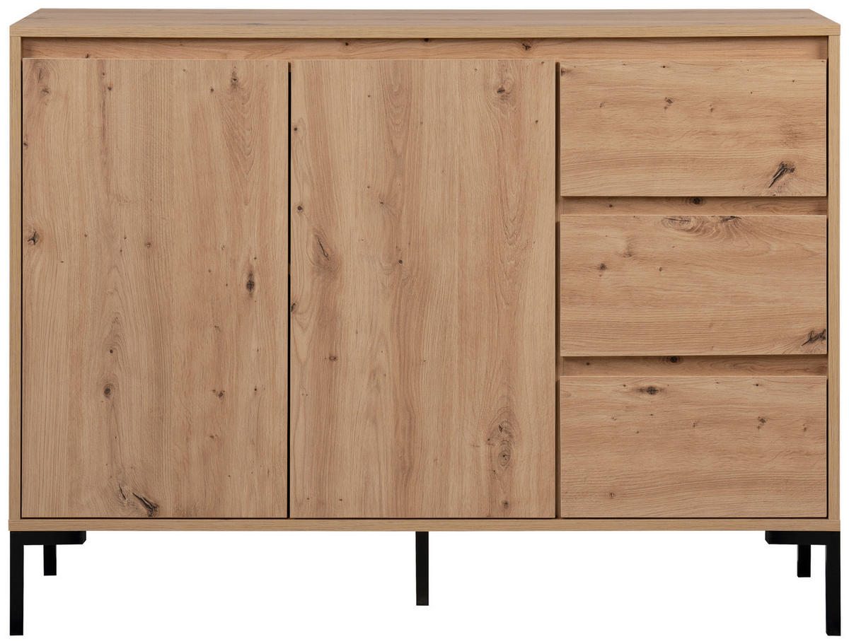 KOMMODE  in 120/87/40 cm  - Schwarz/Eiche Artisan, Design, Holzwerkstoff/Metall (120/87/40cm) - MID.YOU