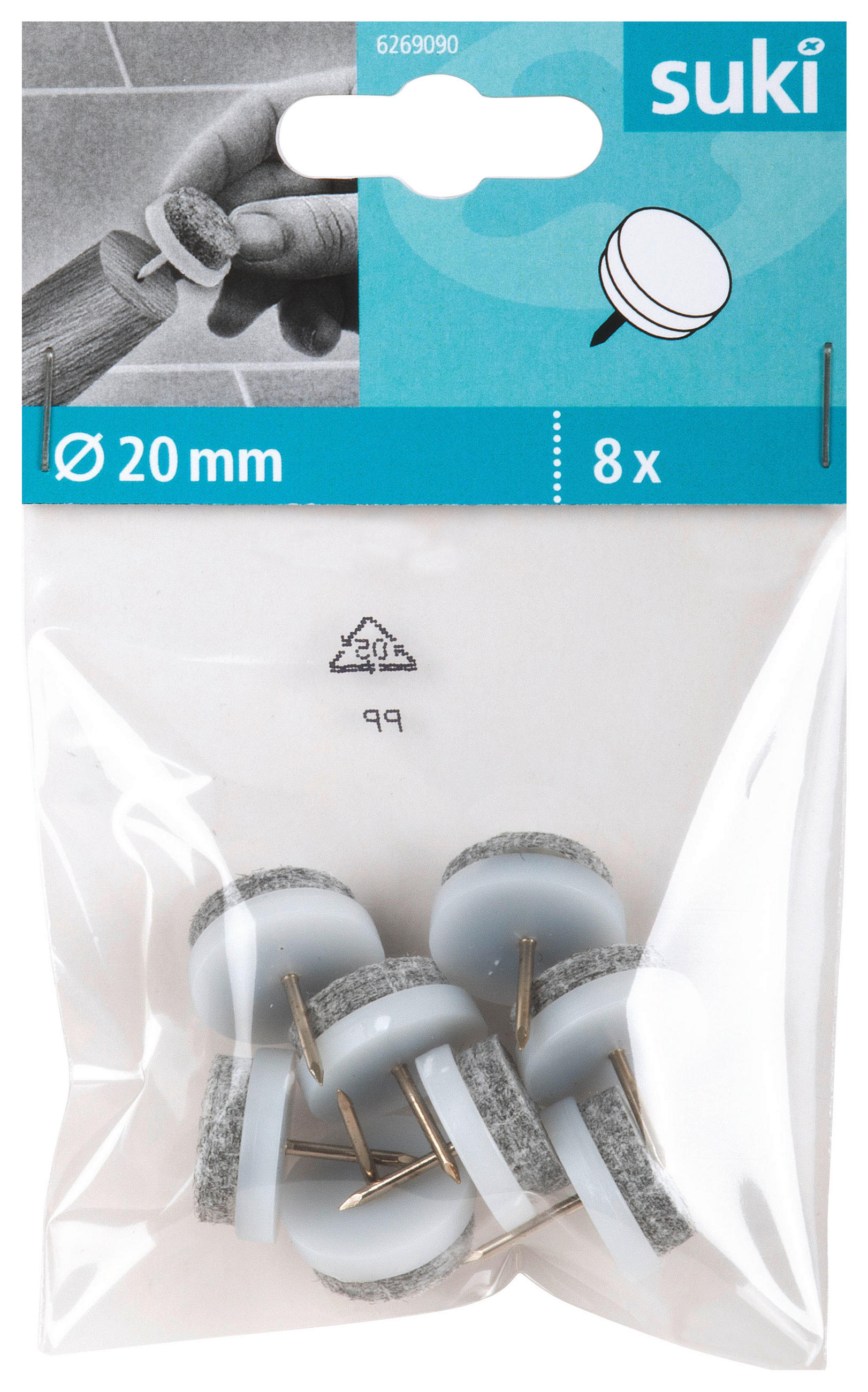 Filzgleiter Ø 20 Mm 8 Stk. Weiß Dämpfend