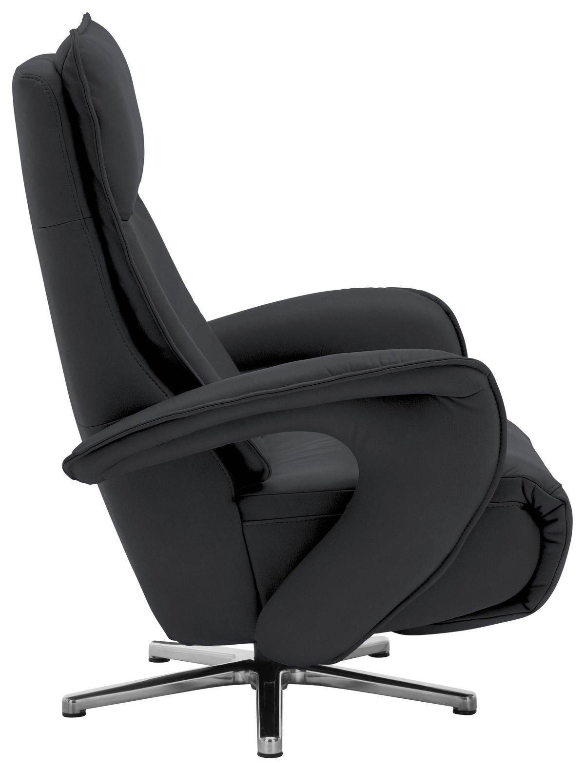 RELAXSESSEL in Leder Anthrazit  - Chromfarben/Anthrazit, Design, Leder/Metall (77/110/87cm) - Valdera