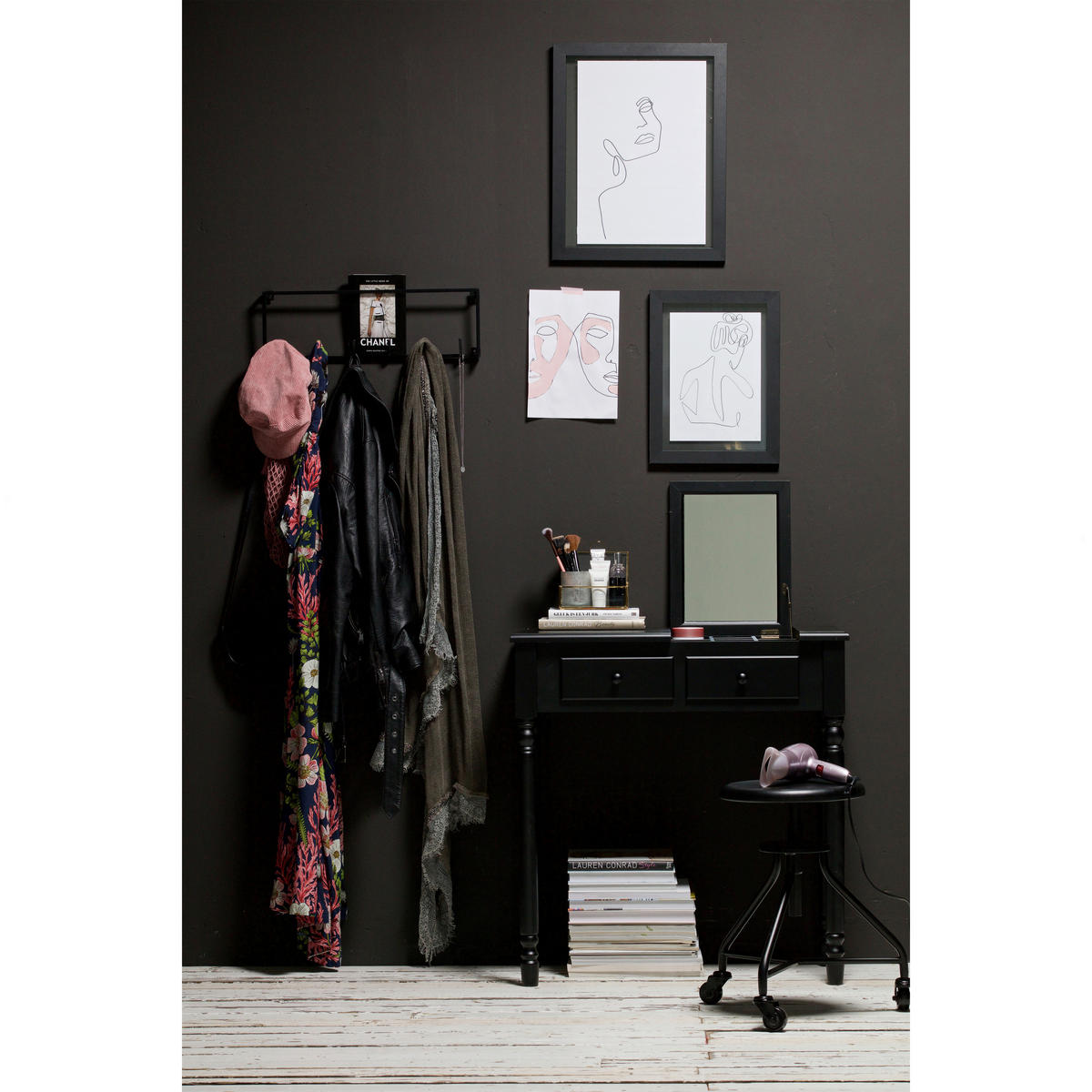 SCHMINKTISCH 75/38/78 cm, Schwarz  - Schwarz, Design, Holz (75/38/78cm) - Livetastic