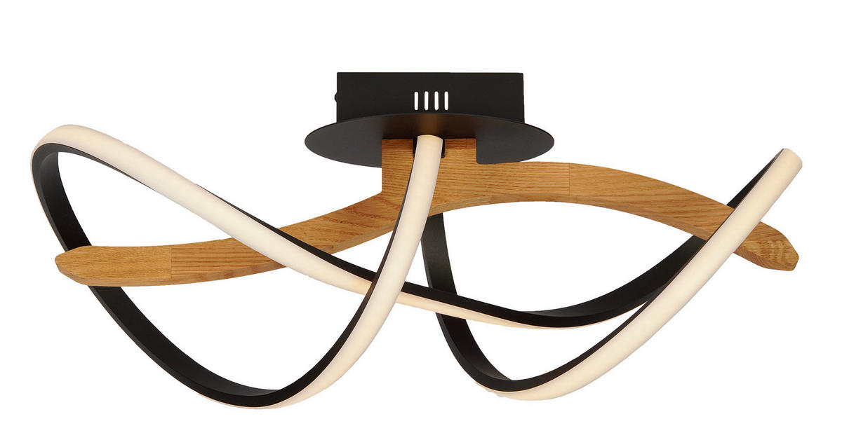 LED-DECKENLEUCHTE    45/45/18 cm  - Schwarz, Design, Holz/Metall (45/45/18cm) - Waldwelt