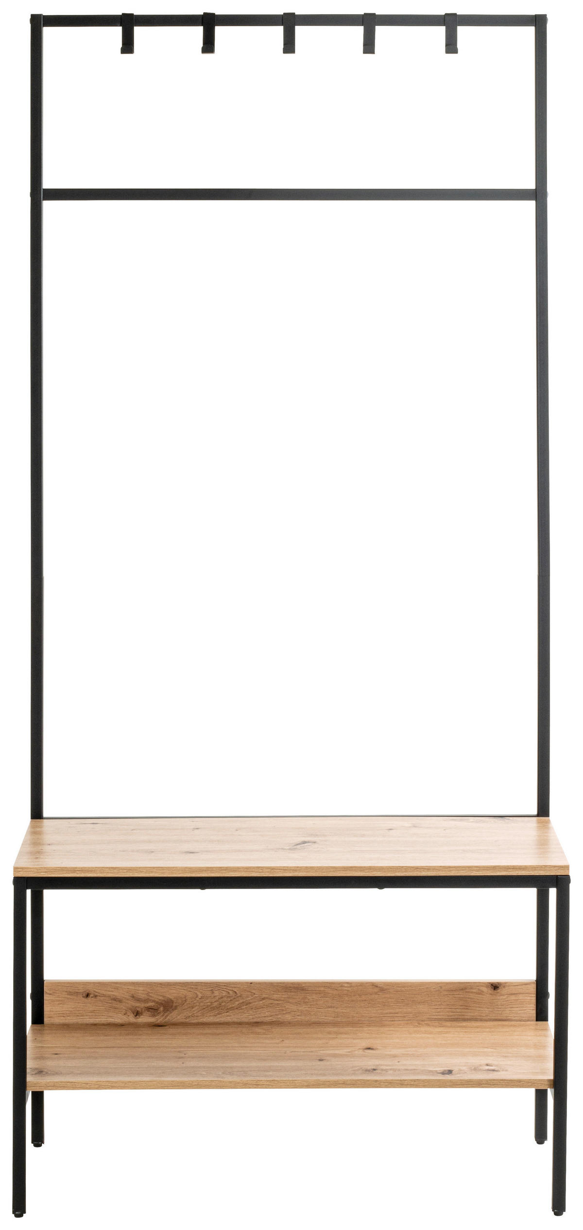 GARDEROBE  in 80/180/35 cm  - Eichefarben/Schwarz, Design, Holzwerkstoff/Metall (80/180/35cm)
