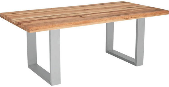 ESSTISCH Wildeiche massiv rechteckig Eichefarben, Edelstahlfarben - Edelstahlfarben/Eichefarben, Design, Holz/Metall (180/100/77cm) - Novel