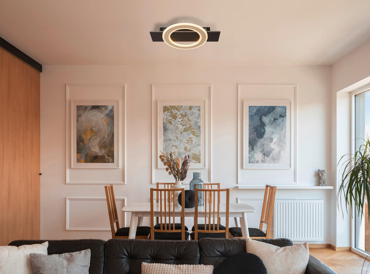 LED-DECKENLEUCHTE    44/29/5,2 cm  - Champagner/Dunkelbraun, Design, Holzwerkstoff/Kunststoff (44/29/5,2cm) - Globo