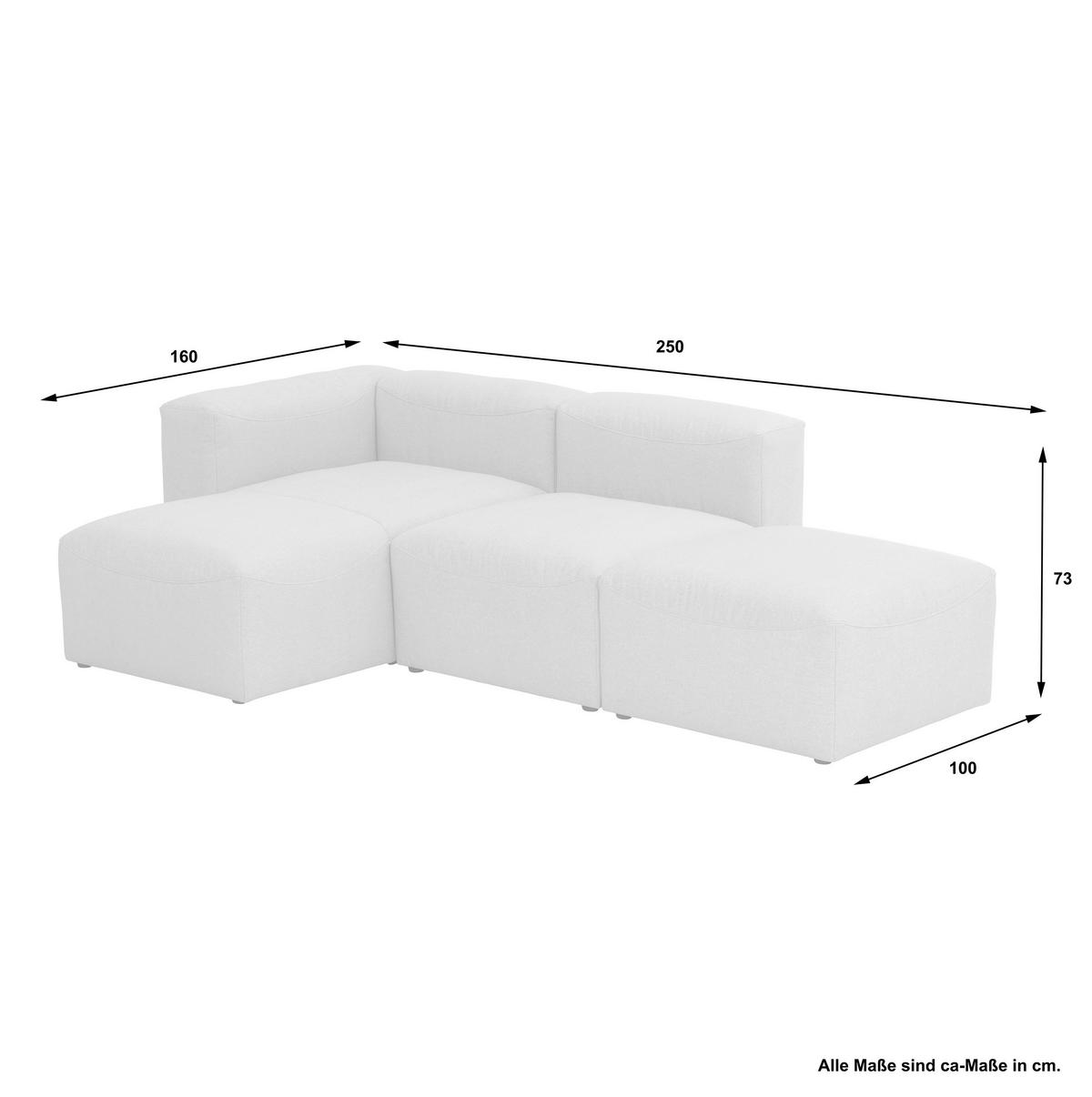 ECKSCHLAFSOFA Creme Cord  - Creme/Schwarz, Design, Kunststoff/Textil (160/250cm) - Max Winzer