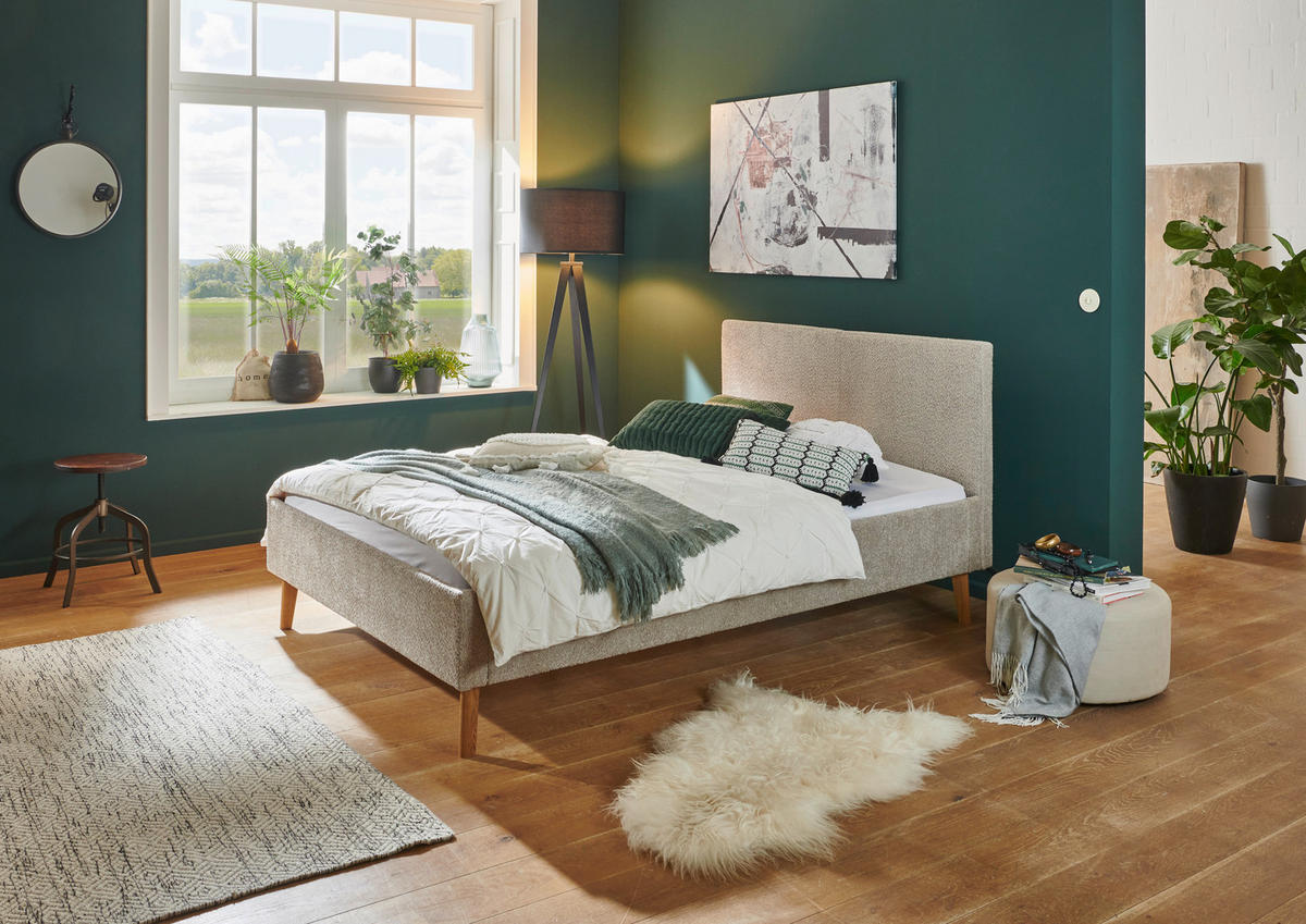POLSTERBETT 140/200 cm  in Taupe  - Taupe/Eichefarben, Basics, Holz/Textil (140/200cm) - Boxxx