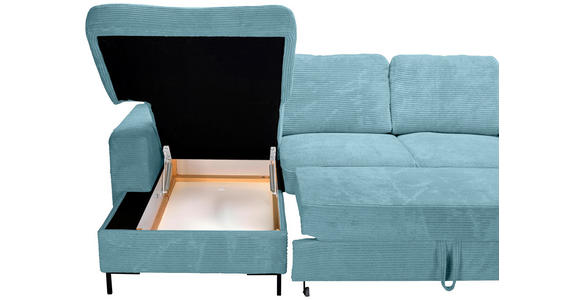 WOHNLANDSCHAFT Türkis Cord  - Türkis/Schwarz, KONVENTIONELL, Textil/Metall (148/303/197cm) - Carryhome