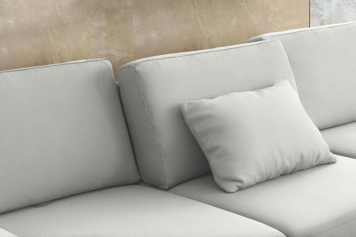 ECKSOFA Cord Grauweiss  - Schwarz/Grauweiss, Design, Textil/Metall (298/185cm) - Pure Home Lifestyle
