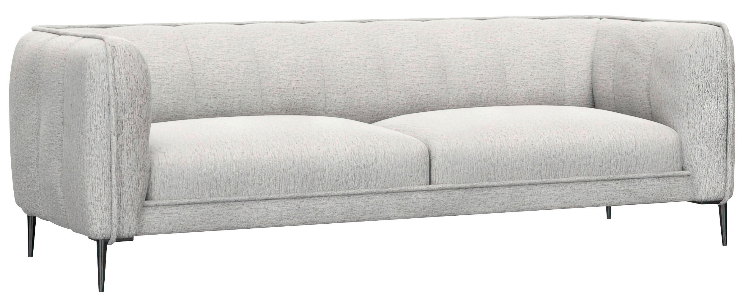 3-SITZER-SOFA Chenille, Webstoff, Flachgewebe Hellgrau  - Hellgrau/Schwarz, Design, Holz/Textil (209/75/91cm) - Livetastic
