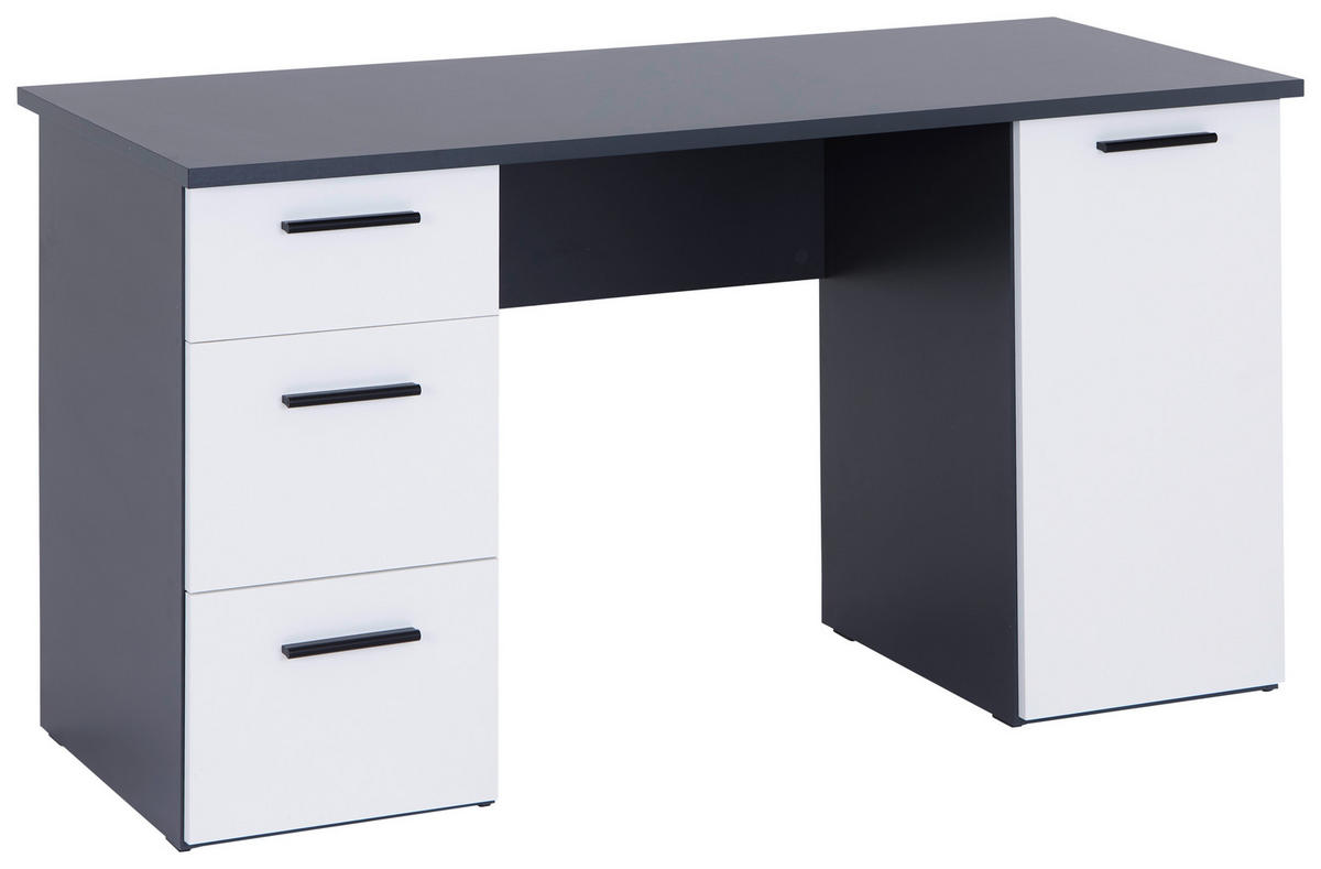 PISALNA MIZA leseni material antracit, bela  - bela/barve aluminija, Moderno, umetna masa/leseni material (138/76/60cm) - Livetastic